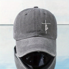 Faith Cross Embroidered Baseball Cap Distressed Unisex Dad Hat Sun Hats