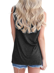Flag Print Crew Neck Tank Top Sleeveless Loose Summer Tank