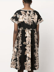 Tropical Print Short Sleeve Dress