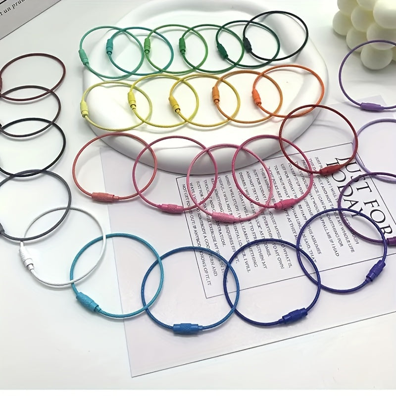 10pcs Colorful Wire Keyring Keychain Stainless Steel Carabiner Outdoor Camping