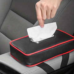 Leather Car Visor Tissue Holder Auto Napkin Case with Strap