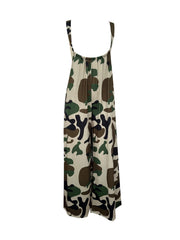 Camo Print Sleeveless Jumpsuit Wide Leg Pockets