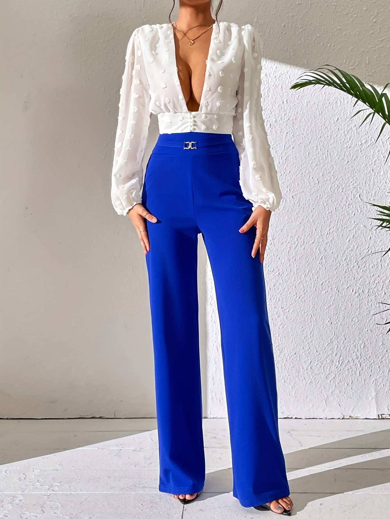 High Waist Wide Leg Work Office Pants Spring Summer Womens