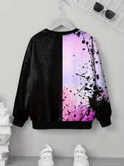 Boys 3D Print Block Sweatshirt Kids Casual Pullover
