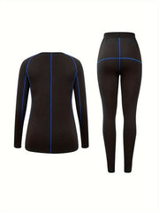 Women's Thermal Underwear Set Long Sleeve Crew Neck Tops & Pants