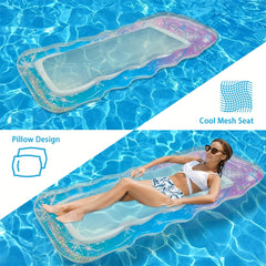 Colorful Inflatable Pool Lounger for Adults with Headrest