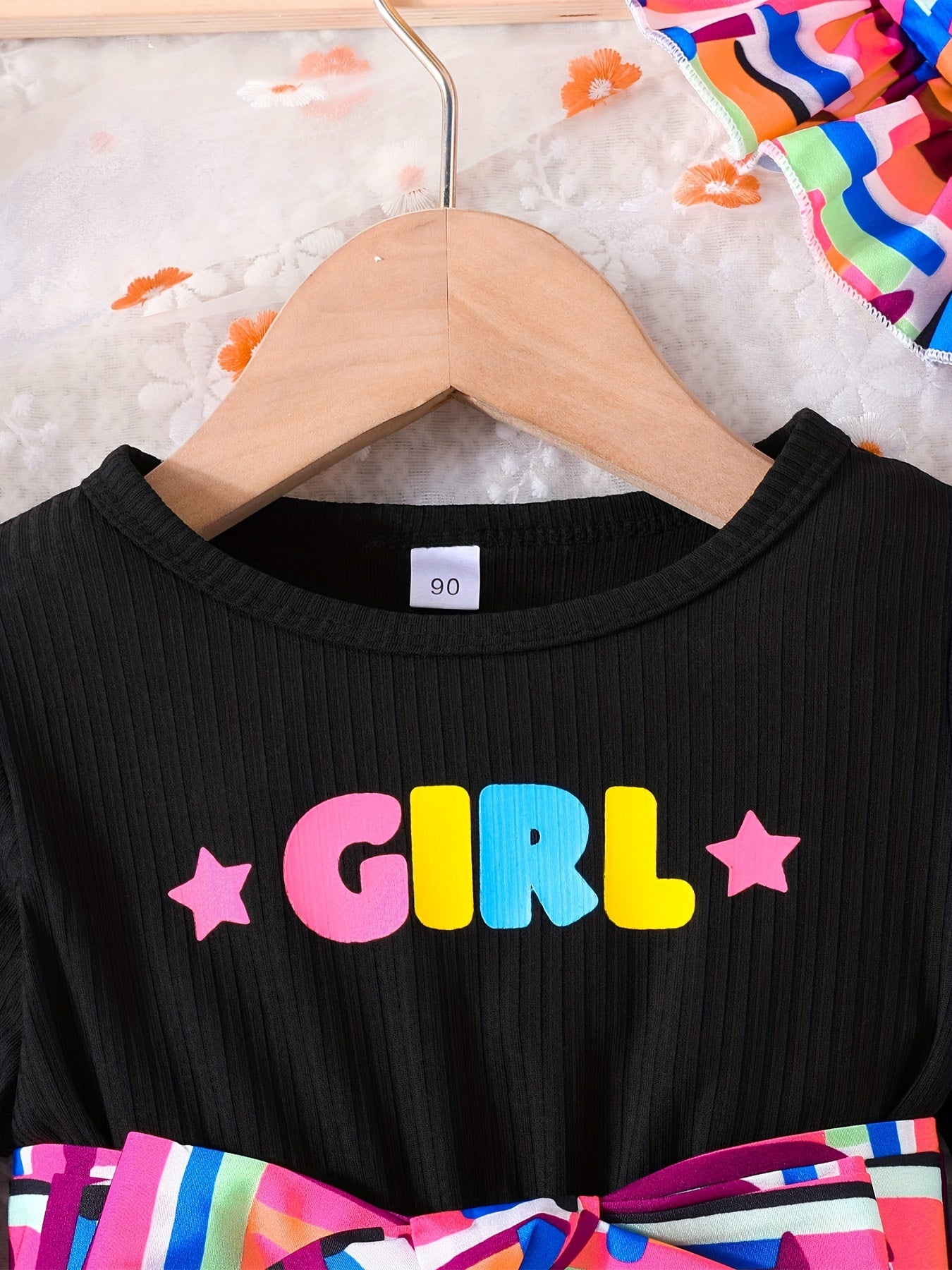 Girls' Geo Print Long Sleeve Dress for Party School