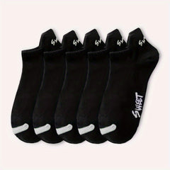 10 Pairs Boys Cotton Blend Ankle Socks Solid Letter Print