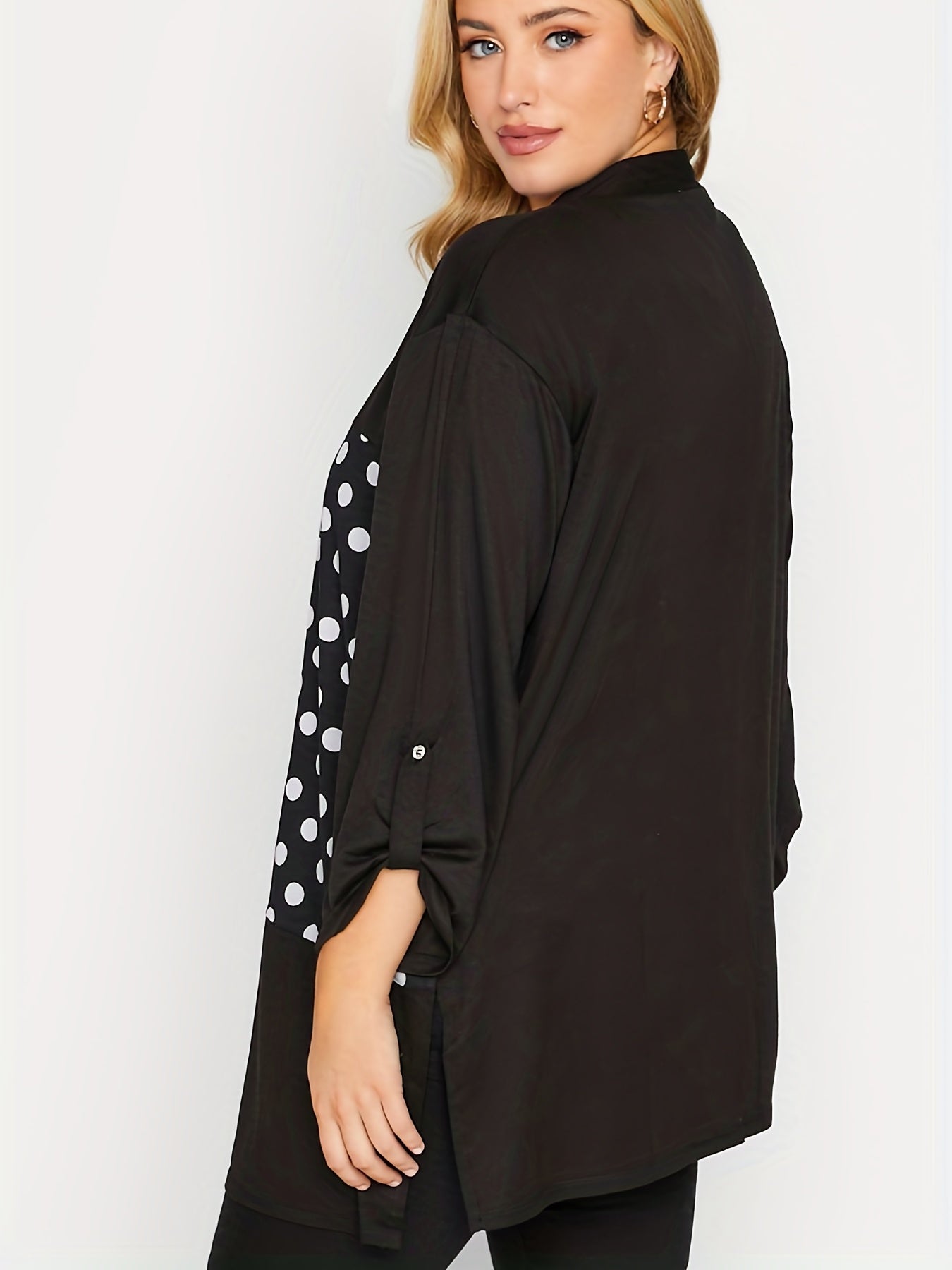 Colorblock Polka Dot Print Cardigan