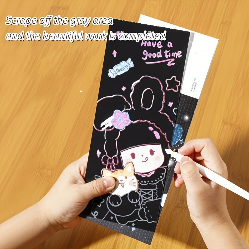 19pcs Scratch Print Notebook DIY Hand Scratchprint Fun Graffiti Colorbook