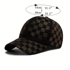Plaid Baseball Cap Solid Cotton Dad Hat Adjustable Sun Hats