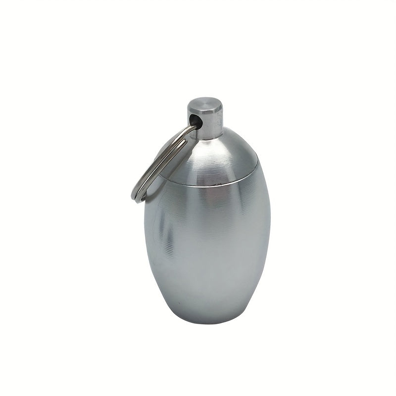 Waterproof Egg Shaped Medicine Bottle Keychain Pendant Storage