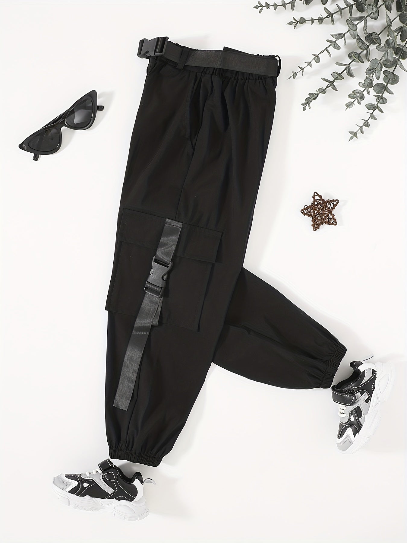 Girls Cargo Pants Casual Sweatpants With Belt Kids Spring Summer Clothes