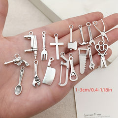 50pcs Silvery Metal Charms Pendants for DIY Necklace Bracelet Making