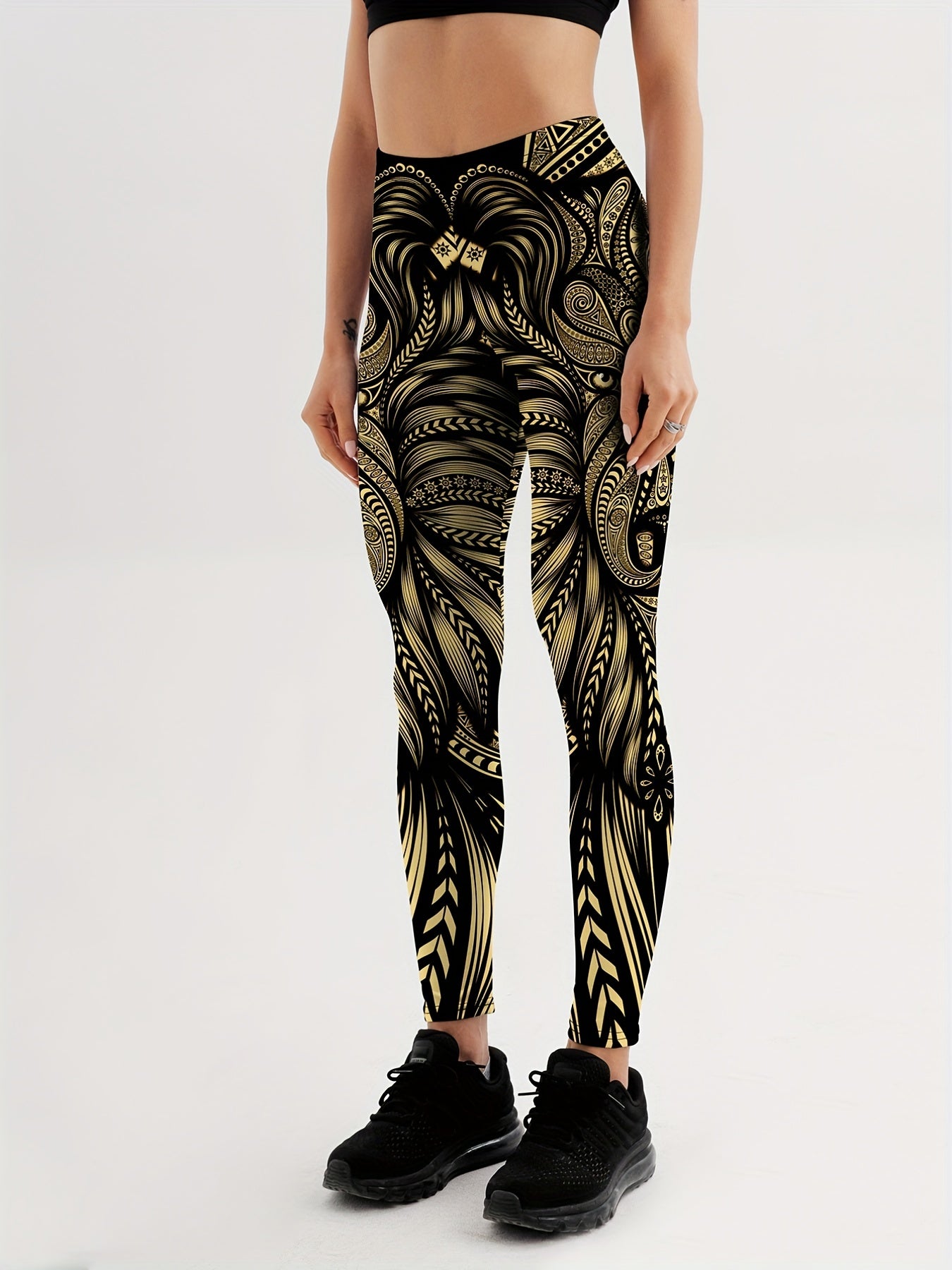Women's Paisley Graphic Yoga Leggings for Workouts & Running Gym