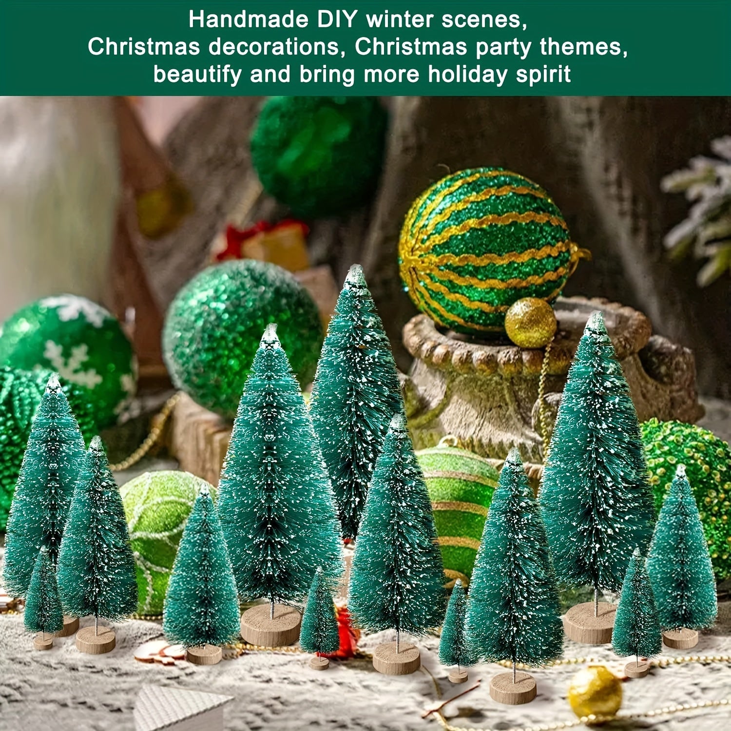 5pcs Mini Xmas Trees Artificial in 5 Sizes with Base