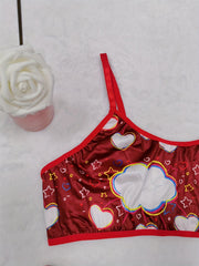 Plus Size Cloud & Heart Print Wireless Bralette & Brief Set