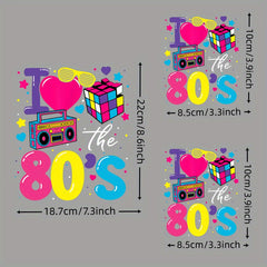 3pcs I Love The 80s Iron On Decals - Retro Pattern DIY Iron On Patches