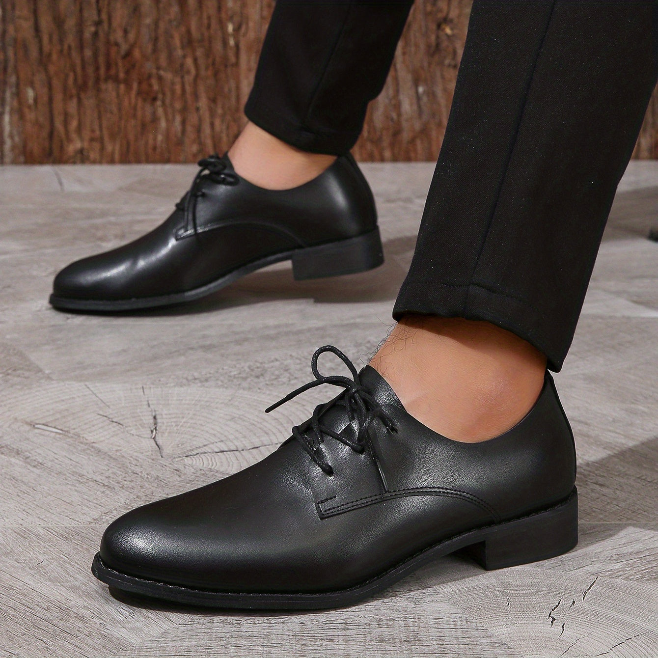 Men's Low Heel Derby Shoes Lace-up Front Dress Shoes
