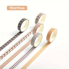 5 Rolls Washi Tape Set Decorative Scrapbook Tape 10mm Wide Colorful Style