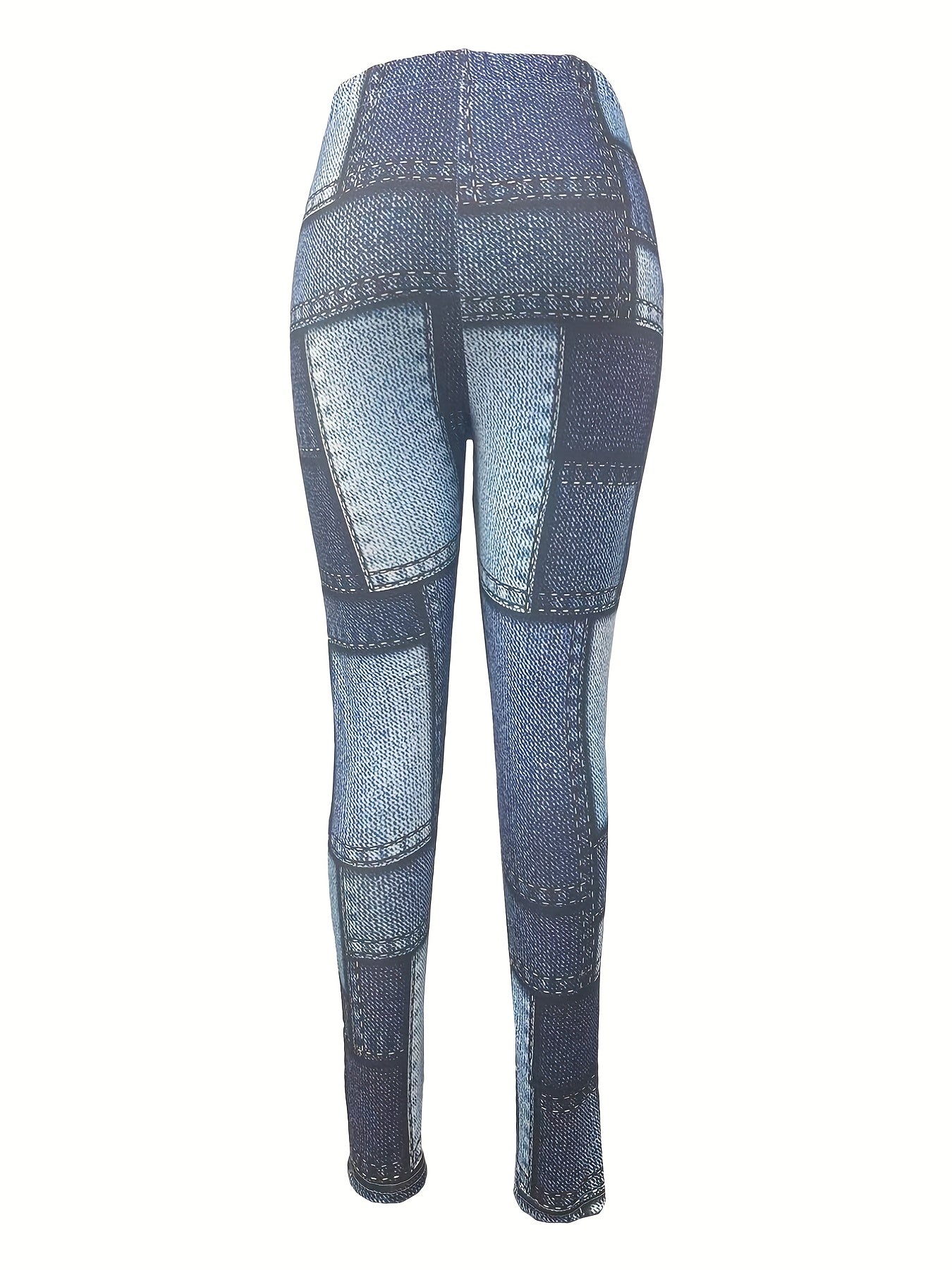 Patchwork Print Skinny Leggings High Waist Stretchy Leggings