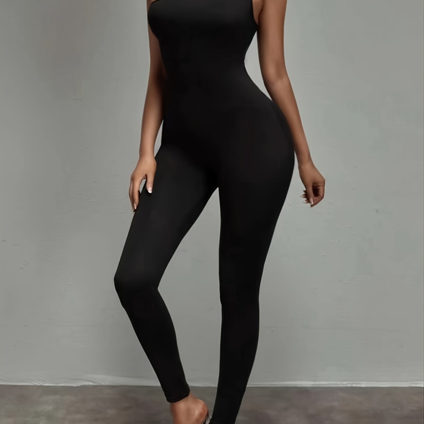 One Shoulder Asymmetrical Waist Bodycon Jumpsuit