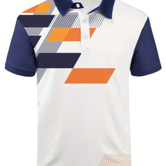 Men's Geometry Polo Shirt for Summer Outdoor Activities