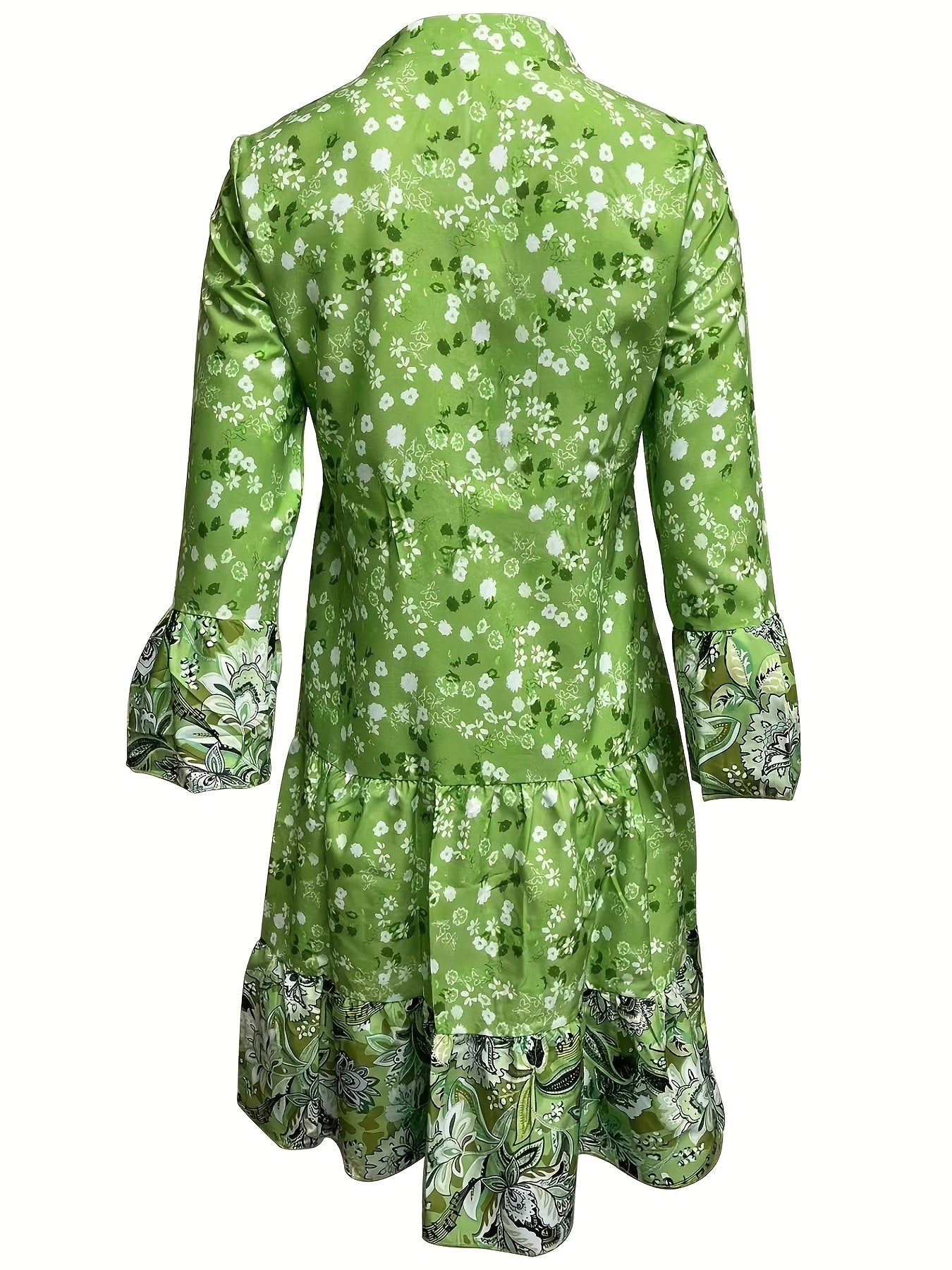 Boho Dress Women's Plus Floral Print Long Sleeve