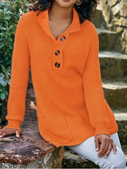 Retro Sweater Dress Women's Plus Solid Long Sleeve Polo Neck