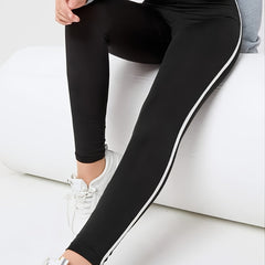 Striped Detail High Waisted Workout Leggings