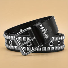 Hip Hop Rivet Belt Punk Square Pin Buckle Eyelet PU Belt Y2K