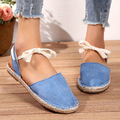 Espadrille Flat Shoes Closed Toe Lace Up Ankle Slingback Sandals