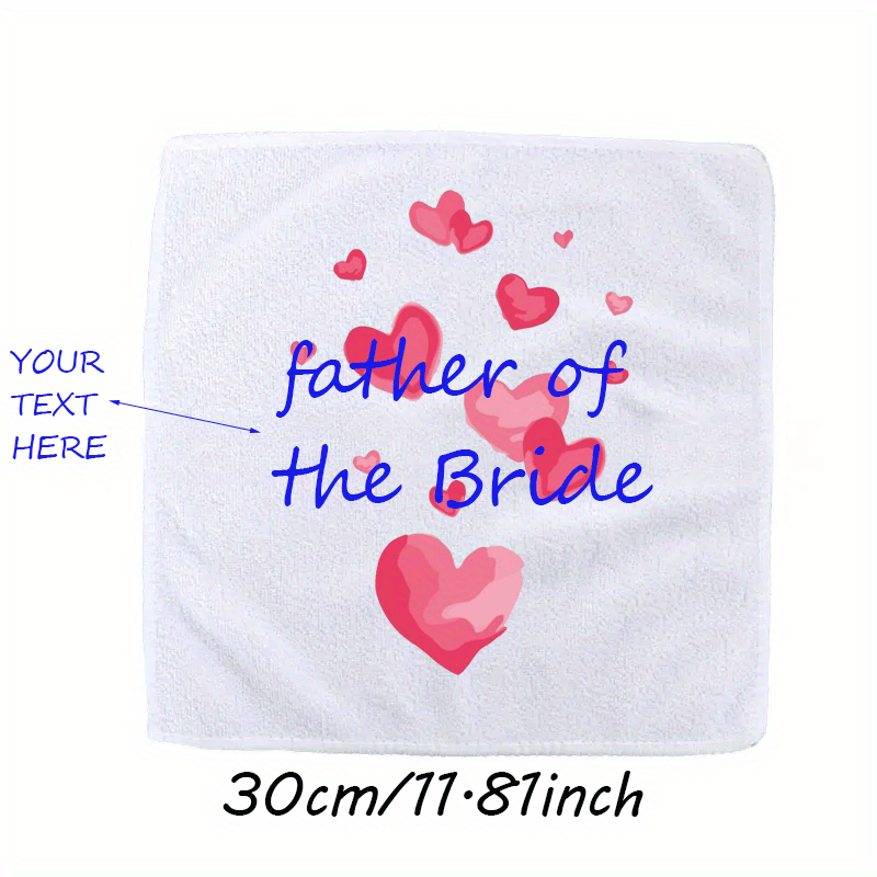 Personalized Wedding Handkerchief Custom Text Bride & Groom Pink 30x30cm