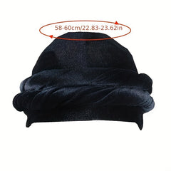 Mens Velvet & Satin Turban Hat Double Layer Ethnic Winter Headwear