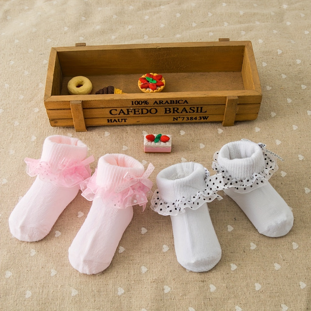 Newborn Baby Lace Flower Princess Socks Soft Cotton Infant Girls