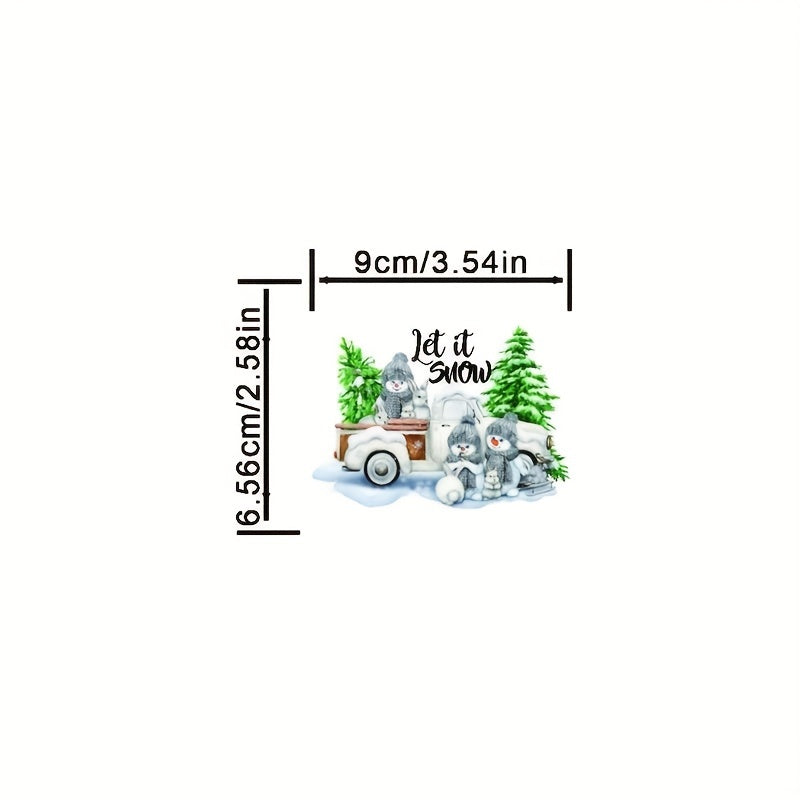 Christmas Tree Snowman Let It Snow Iron On Transfer Decals