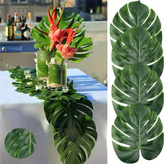 12pcs Artificial Tropical Leaves Wild Animal Birthday Decorations