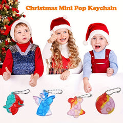 Christmas Party Favors Pop Fidget Toys Keychain Prizes Goodie Bag Stuffers