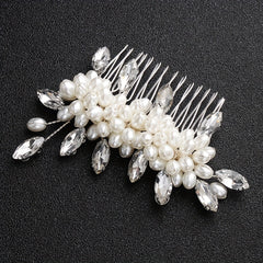 Faux Pearl Hair Comb Floral Rhinestone Alloy Hair Comb Hairpin for Girls Women