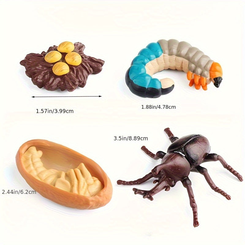 4pcs Mini Animal Growth Cycle Set Unicorn Fairy Shovel Insect Toy