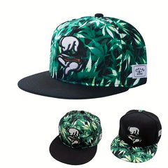 Leaf Print Baseball Cap Hip Hop Hands Embroidered Snapback Hat Unisex