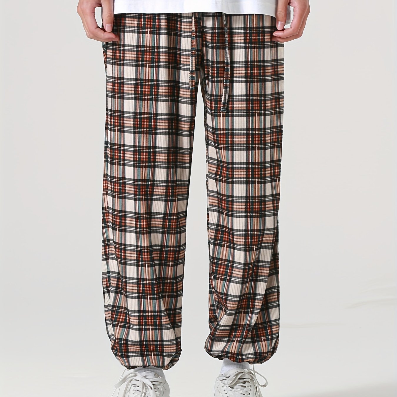 Men's Plaid Casual Cropped Pants