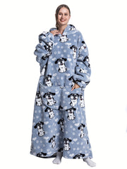 Puppy Print Flannel Hooded Nightgown