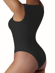 Solid Square Neck Slim Bodysuit Sleeveless Summer Women's Clothing