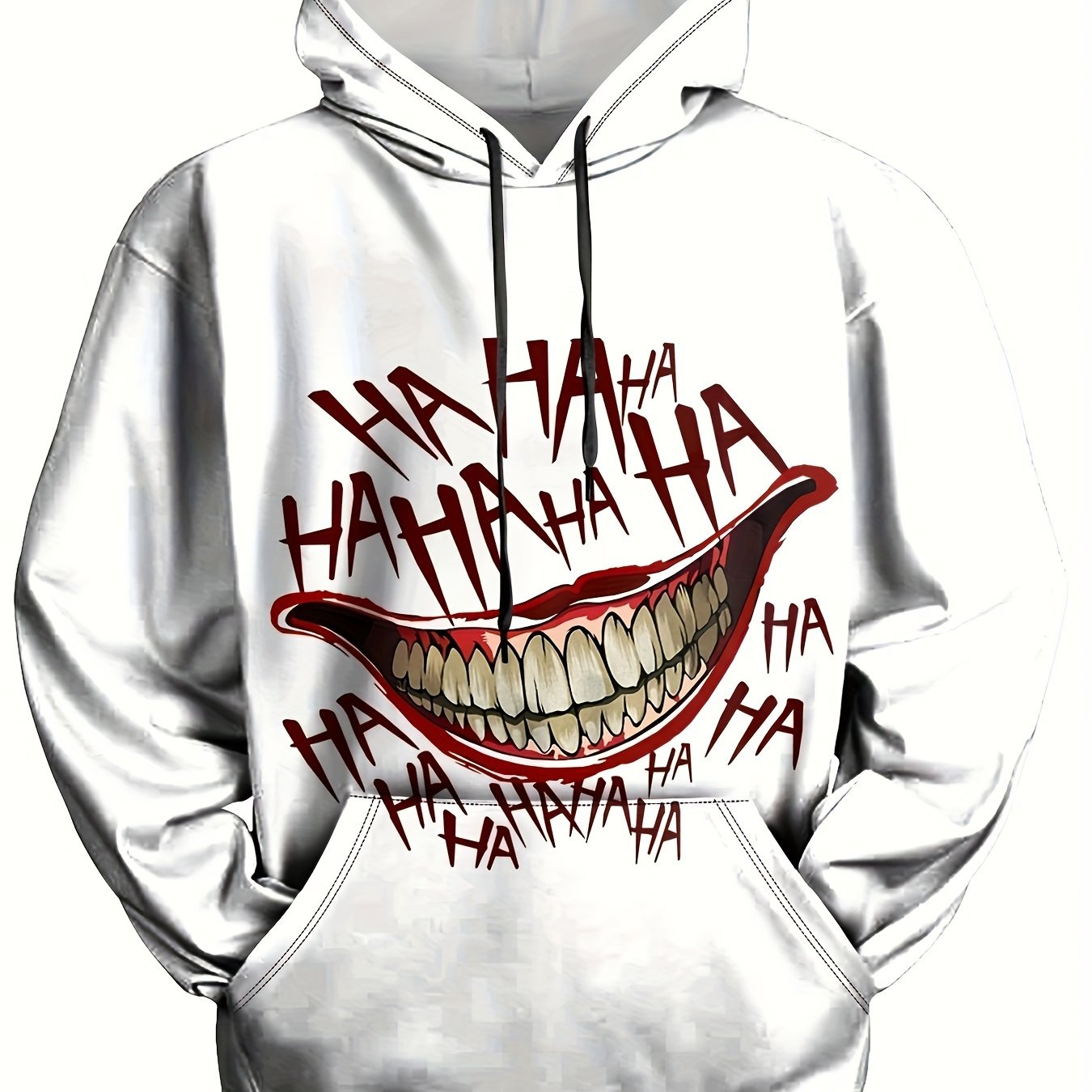 Smile Mouth Print Hoodies Graphic Hoodie Men