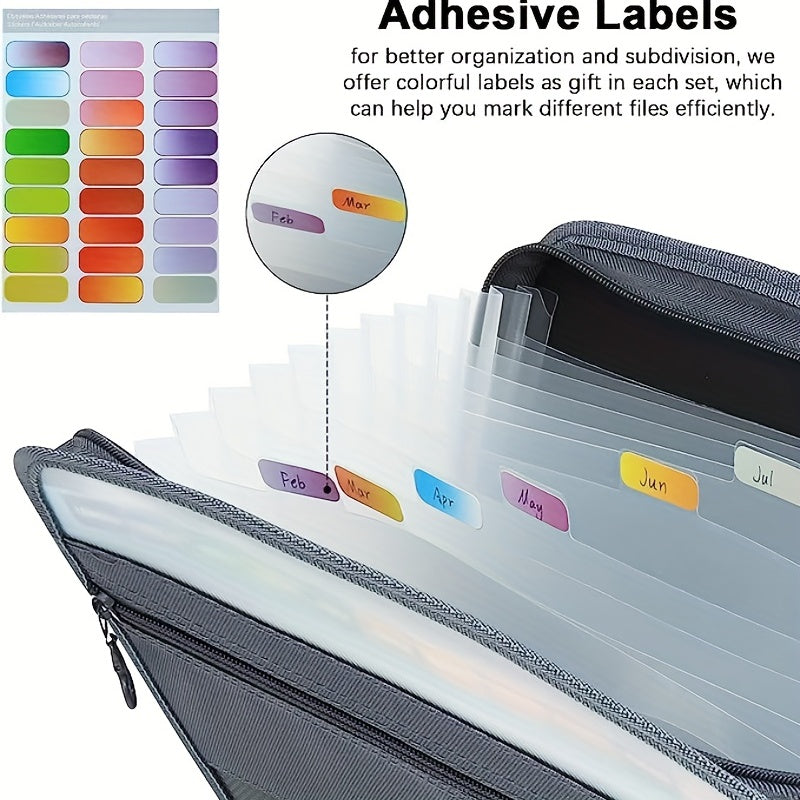 Expanding File Folder 13 Pocket Organizer A4 Letter Size Zipper Closure