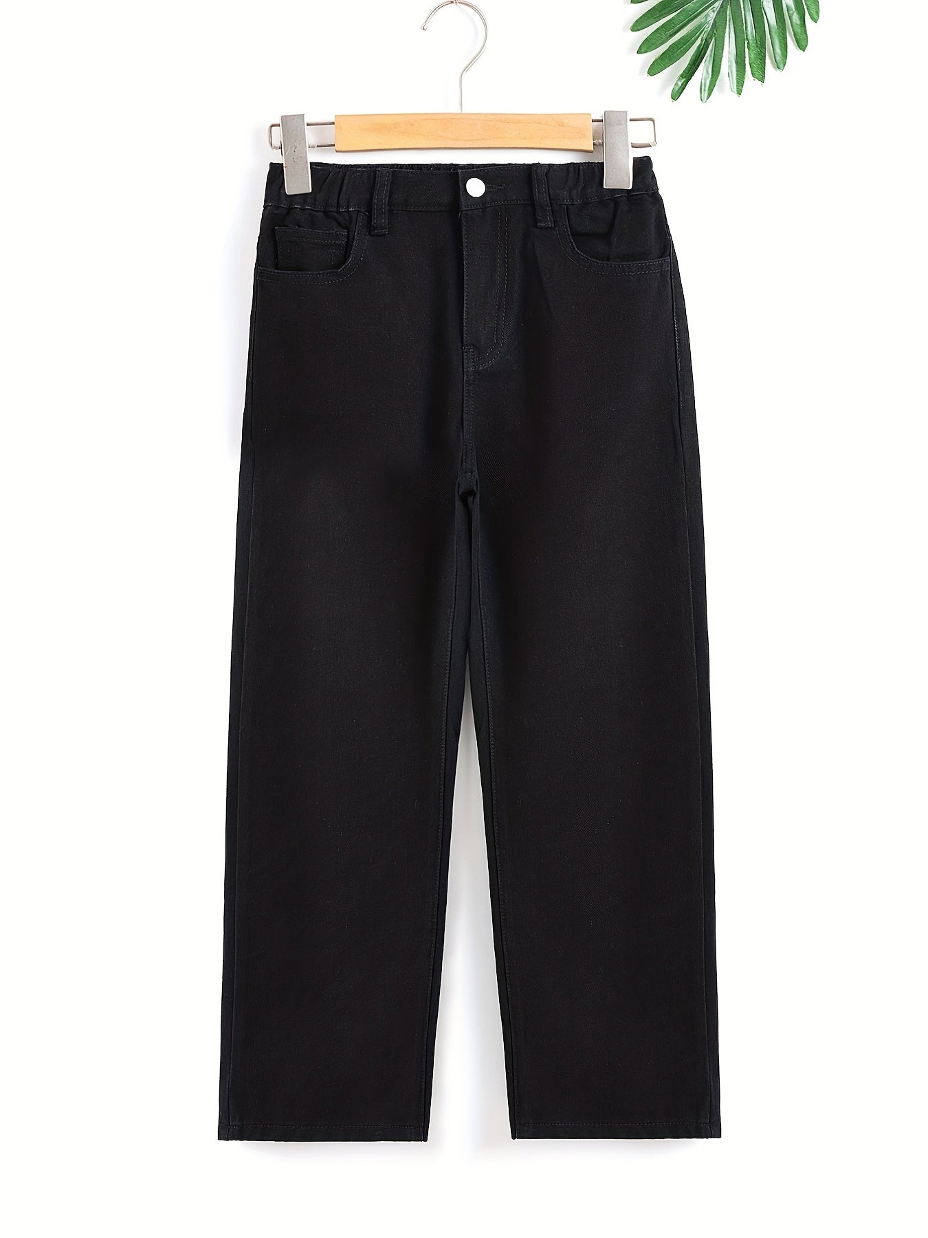 High Waist Straight Leg Girls Jeans Regular Fit Denim Pants