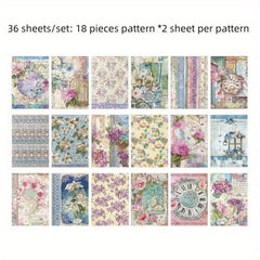 36 Sheets Retro Sweet Flowers Decoration Paper Variety Can Be Collaged