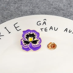 Purple Flower Enamel Lapel Pin Brooch Cartoon Corsages Shirt Collar Badge