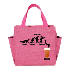 Cheering Friday Beer Insulated Lunch Bag Canvas Cooler Tote for Office School